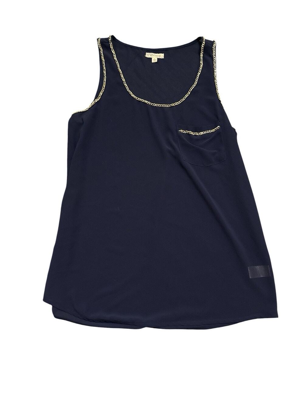 Alythea top gold chain trim Navy Sz L